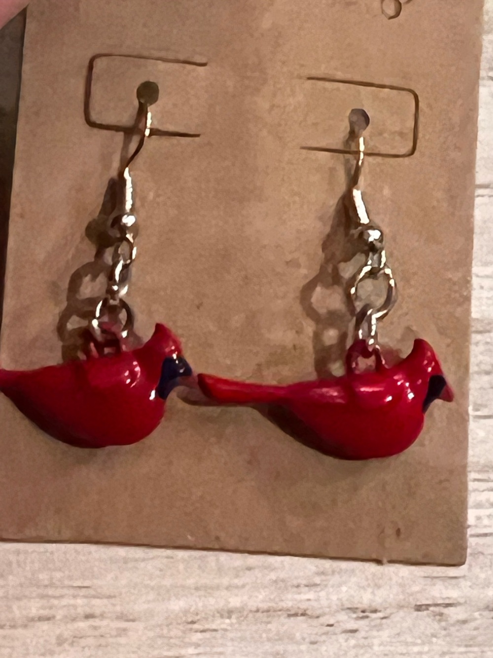 Red Cardinal Bird Dangle Earrings